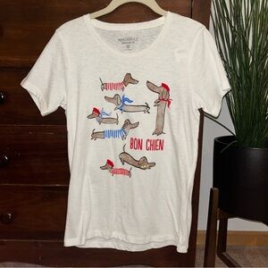 J. Crew White Tee with Dachshund Print